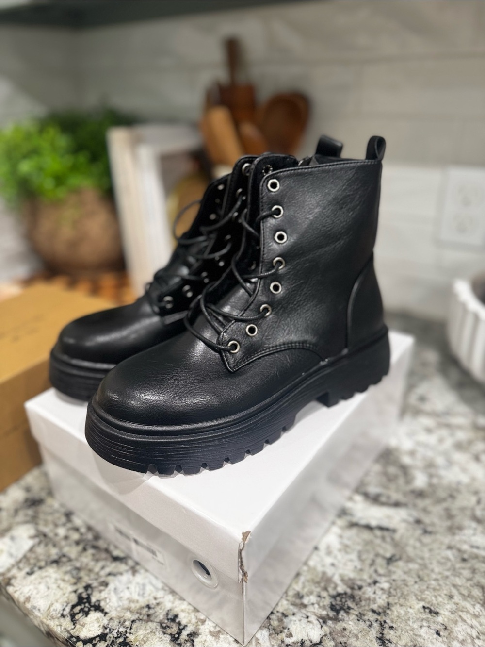 Women’s Black Combat Lace-Up Boots